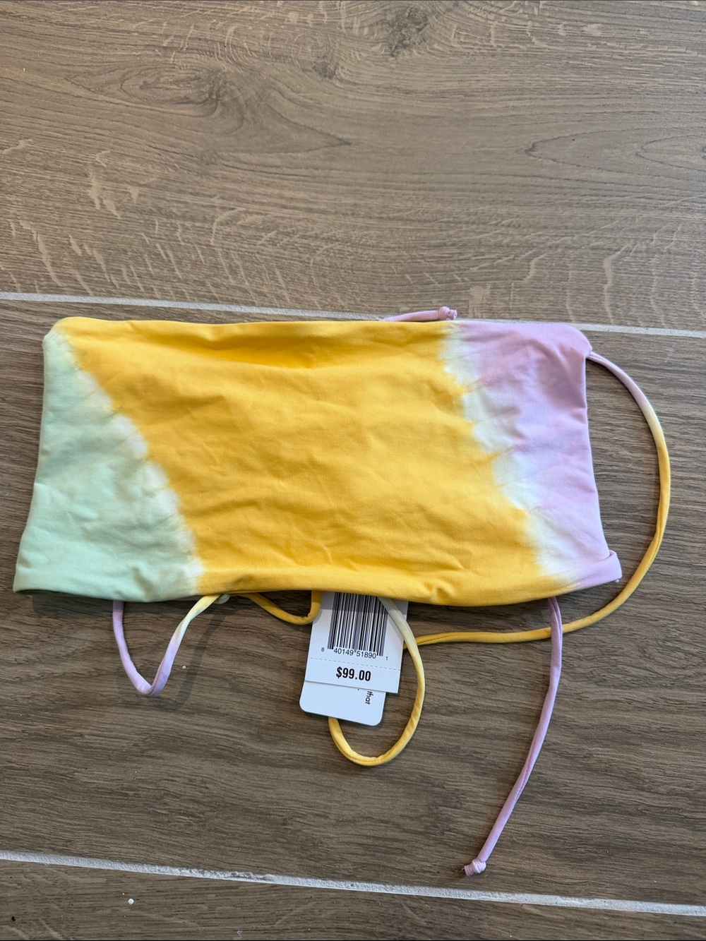 l*space Tie-Dye Bandeau Bikini Top in Yellow, Pink, Mint